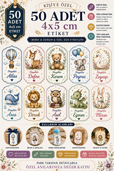 YEAP OFFICE Kişiye Özel Kolonya Çikolata Özel Gün Etiketi Baby Shower Sticker...