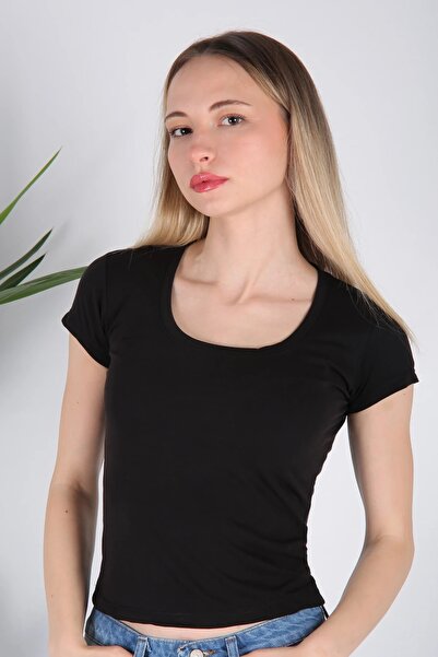 Veni Life Women's Square Neck Short Sleeve Stretch Cotton T-Shirt |   Body