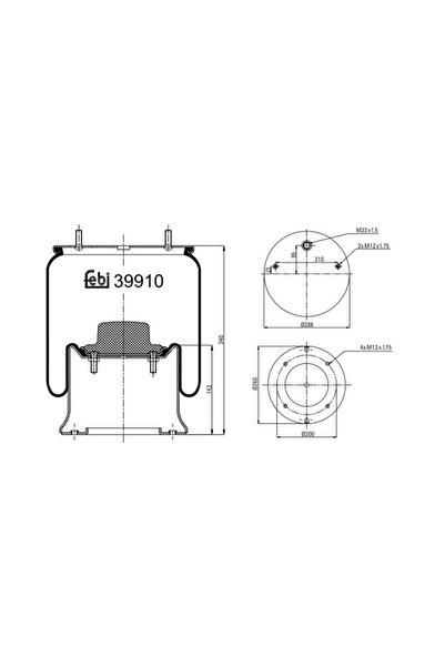 FEBI BILSTEIN Perna de Aer Spate (diametru: 200/286mm) Saf Ar Eo Eu Intraax I...