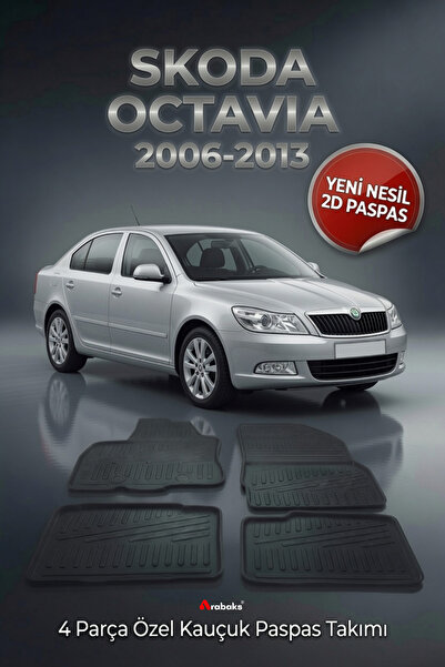Arabaks Skoda Octavia 2006-2013 4 Parça YENİ NESİL 2D Kauçuk Paspas Takımı - ...