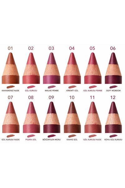 VitaMood Yaşam 12 Colors Lip Pencil Set Matte Lip Pencil Collection Daily Use