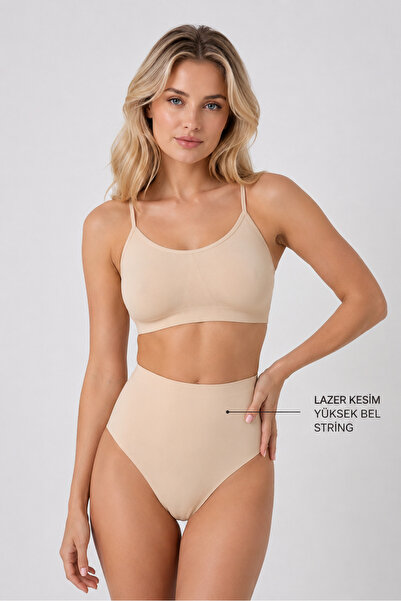 MoondyFit Lazer Kesim Yüksek Bel Esnek String Külot