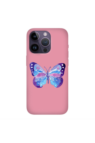 Other Apple iPhone 14 Pro Max Big Butterfly Pink Colored Silicone TPU Θήκη