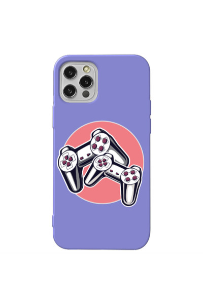 Other Apple iPhone 12 Pro Max Retro Joysticks Purple Colored Silicone TPU Θήκη