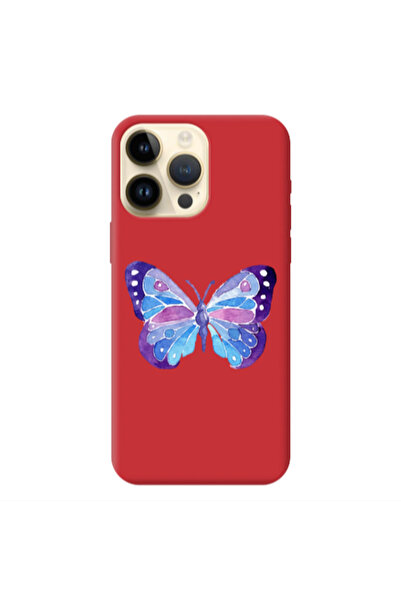 Other Apple iPhone 13 Pro Max Big Butterfly Red Colored Silicone TPU Θήκη