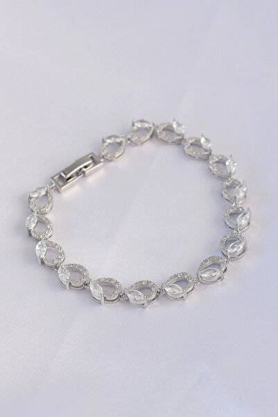 ARMÜZ Vip Series Brass Zircon Stone Silver Color Barley Model Bracelet