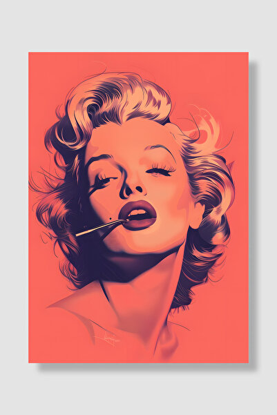 Luna Marissa Poster Marilyn Monroe, fundal roz coral, ilustrație vintage, pos...
