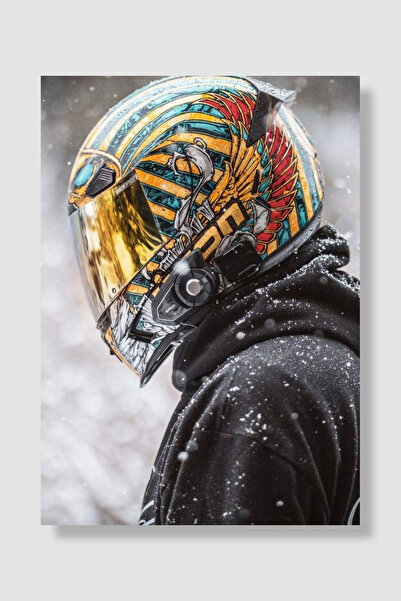 Luna Marissa Bikerski poster sa egipatskim uzorkom, profil kacige, snježna fo...