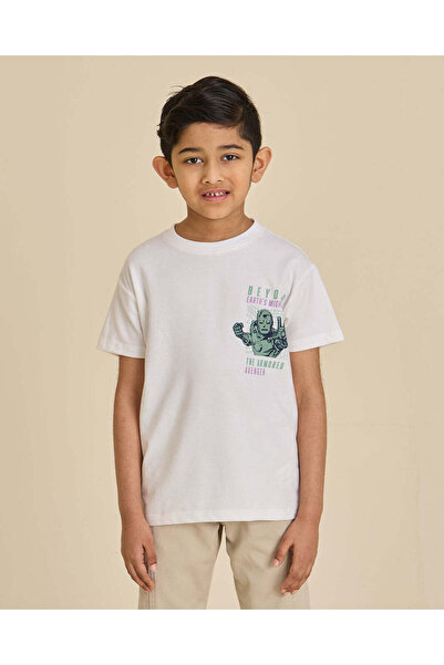 REDTAG Boy White Printed T-Shirt