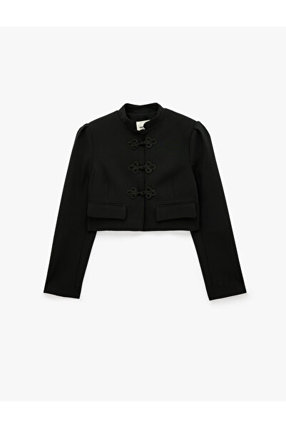 Koton Relax Fit Long Sleeve High Collar Crop Blazer Jacket