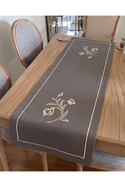 Reyn Home Çiçek Nakışlı Keten Kumaş 1 Adet Runner, 50x150cm