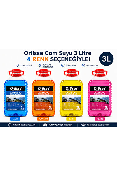 orlisse beauty cosmetic Orlisse Cam Suyu 3 L – Mavi, Turuncu, Sarı ve Pembe R...