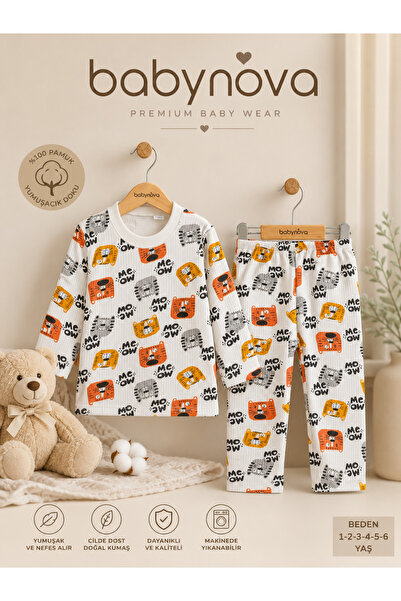 babyist Babynova Premium 100% Cotton Ribbed Baby Boy Pajama Set Long Sleeve 2...