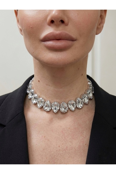 Tenty Damla Kesim Kristal Taşlı Choker Kolye