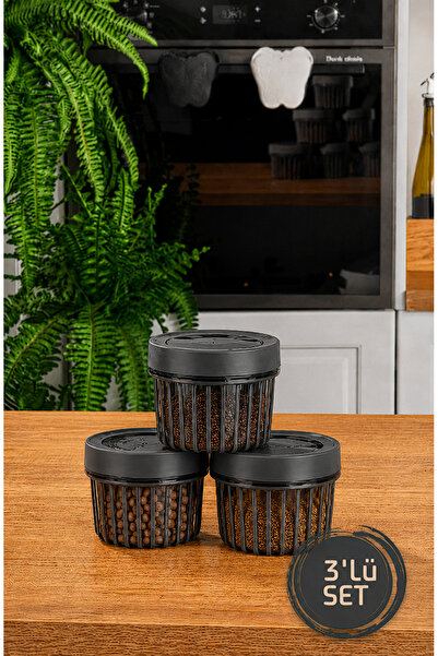 Stile Cucina 3-Piece Linea Round Storage Container 0.50 Liter Anthracite