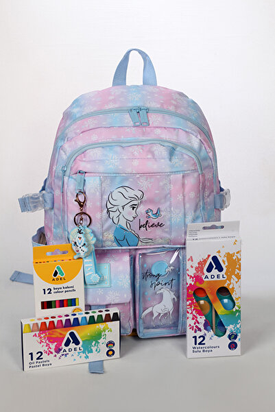 OTTONYA Elsa Desenli Kız Çocuk Okul Çantası Boya Hediyeli