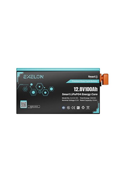 Exelon 12.8V 100AH Lifepo4 Lityum Akü | Bluetooth + LCD Ekran