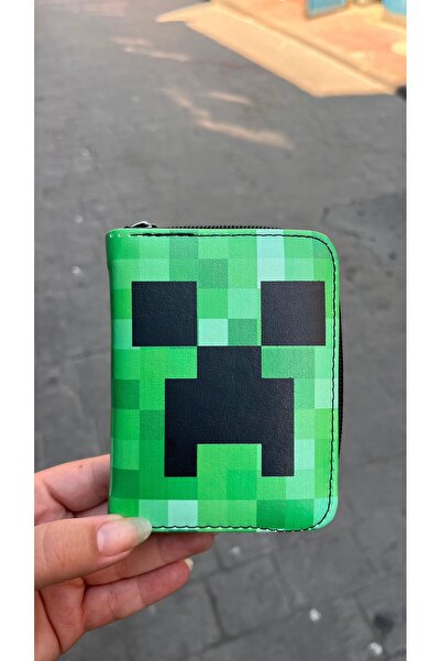 Köstebek Yeşil Minecraft Creeper Elmas Kılıç Unisex Cüzdan
