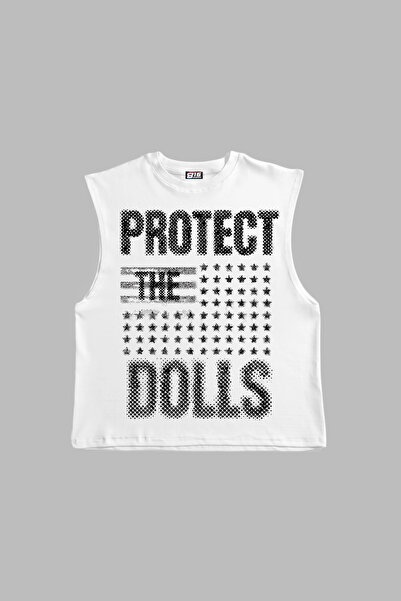 Sekizbiraltı Protect the Dolls Printed White Zero Sleeve T-Shirt