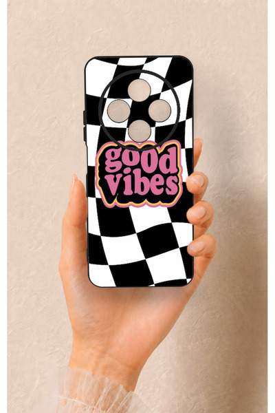 Vip Case Redmi 14C Compatible Black Good Vibes Patterned Silicone Case