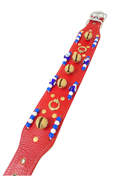 Sürmeli Tasma Wide Kangal Dog Collar Genuine Buffalo Leather with 5 Bells