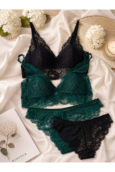 cdh çeyize dair herşey Ruby Black Dantel Bralet Takımı – Balensiz Desteksiz D...