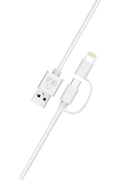 POWERTECH Κανονικό καλώδιο USB σε Lightning / micro USB 1μ 2.4Α Λευκό (PT-707)