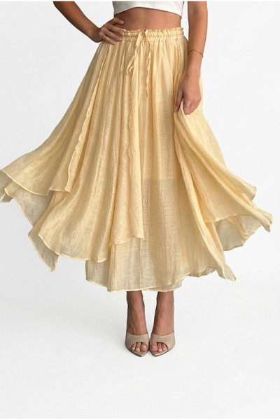 Lovely butik Fusta midi pentru femei, cu căptușeală parțială și talie legată ...