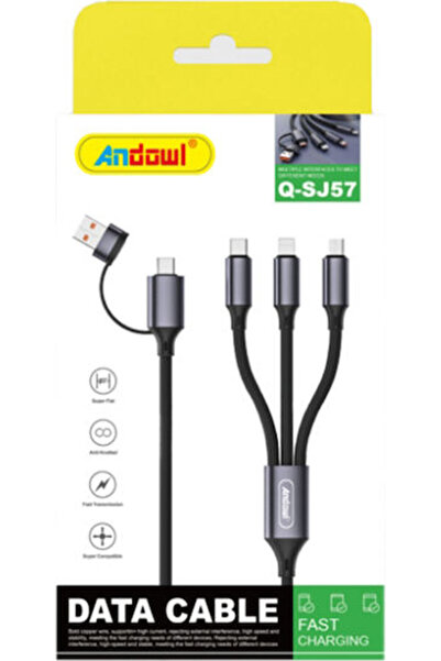 Andowl Καλώδιο Δεδομένων και Γρήγορης Φόρτισης USB-A/Type-C Type-C Lightning ...