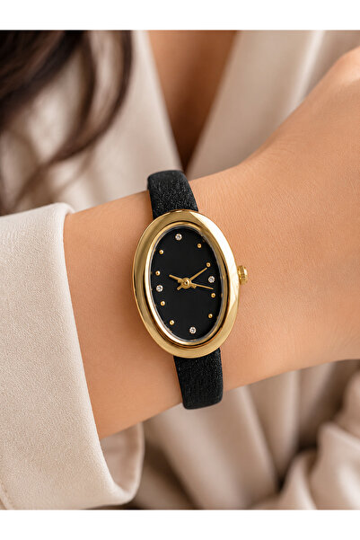 Weluxa Women's Wristwatch Black Color Nubuck Leather Strap Casual and Stylish...