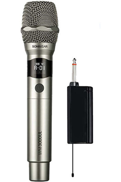 Sonic Gear WM 3000UL Ασύρματο Μικρόφωνο Χειροποίητο για Φωνητικά σε Ασημί Χρώ...