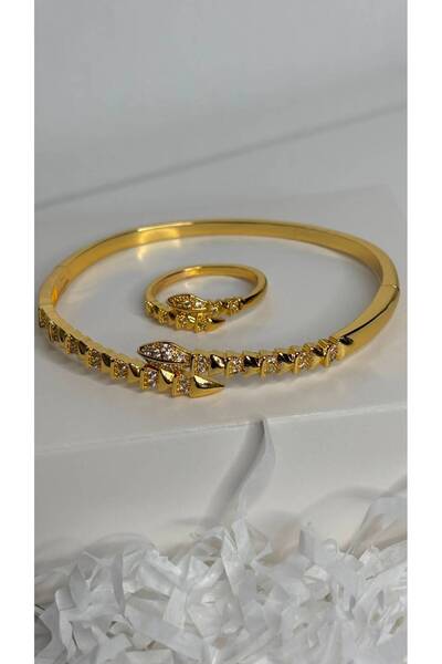 stainles steel Luxurious and Elegant Gold Color Zircon Set Standing Bracelet ...