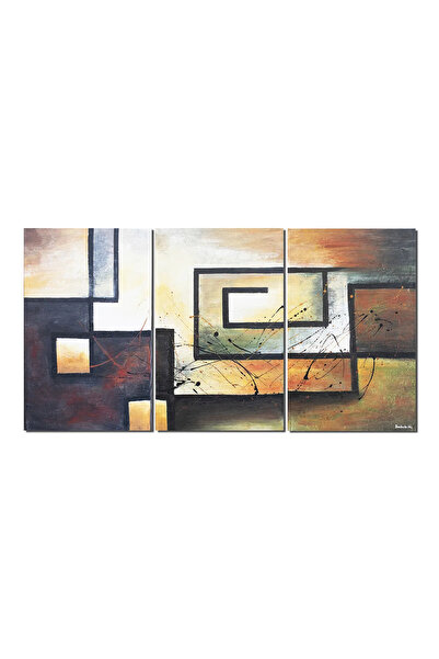 artnova Комплект от 3 ръчно рисувани абстрактни картини, Фюжън, 150x80см, мас...