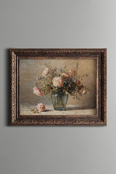epiqart Pink and White Peonies – Vintage Patterned Painting – Thick Model