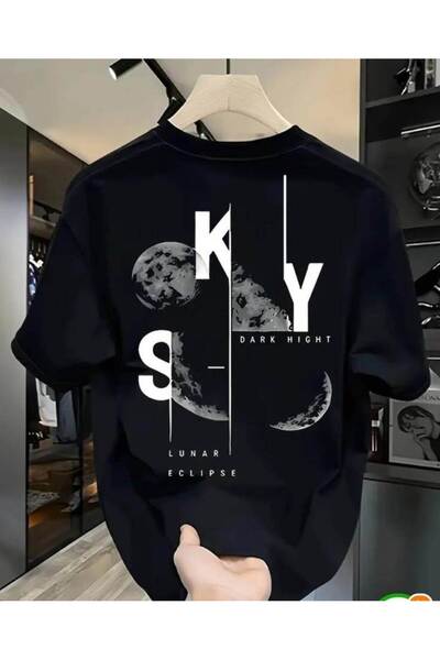 EYMORA Lunar Eclipse Moon Graphic Black Unisex T-Shirt – Modern Moon Design O...