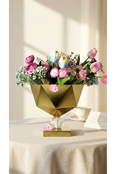 Decodelight Modern Dekoratif Geometrik Dizayn Kristal Taşlı Gold Krom Eskitme...