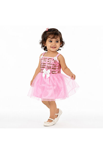 Generic Girls Party Dress Layered Tulle Trimmed with Shiny Appliques and Bow ...