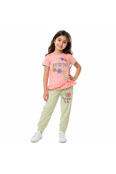 MADE Girls' Set T-Shirt and Trousers with Mom and Flower Print |   Feminine R...