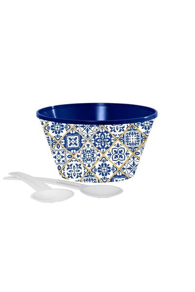 3NUR Salad Bowl with Fork and Spoon Chinese Pattern