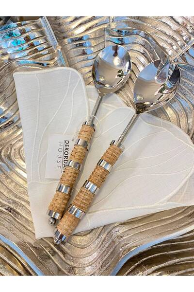 Dekordan House Imported Silver Wicker Salad Serving Set