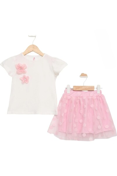 MY BELLA BUTİK Girl's 2-Piece Set with Tutu Skirt, White T-Shirt with Floral ...