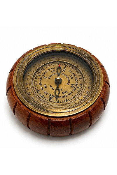 ALFA AKSESUAR 03 Wooden Body Brass Compass 3503