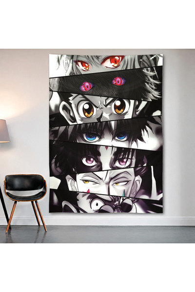 Geek Cultcha Anime Eyes Collage Wall Cloth Wall Tapestry First Quality Satin ...