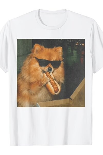 135 Unisex Pomeranian Eating Hot Graphic T Shirt 100% Cotton 180g 2026 Funny ...