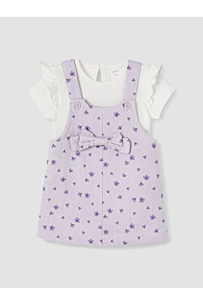 LC Waikiki Nevavm Floral Baby Girl Salopet Dress and T-Shirt with Difference