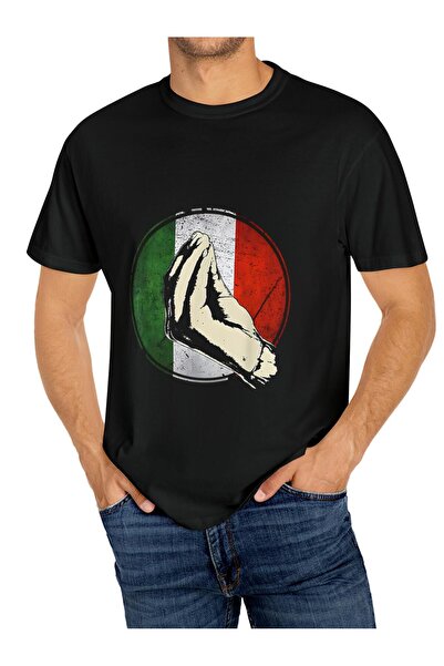 LİNA06 Men'S T-Shirt Featuring Graphic of The Flag with Prayer Hands Designed...