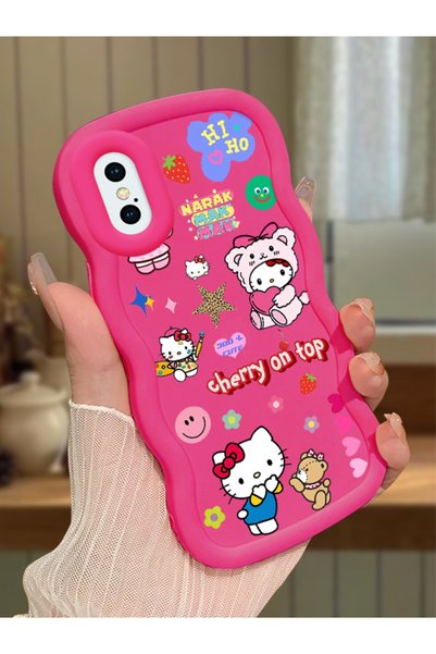 Hontinga iPhone X Compatible Case with Camera Protector Red Silicone Couple P...
