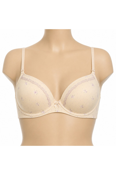 Generic Bra for Girls with Floral Print, Color Beige, Size 52 |   Padded Cup,...