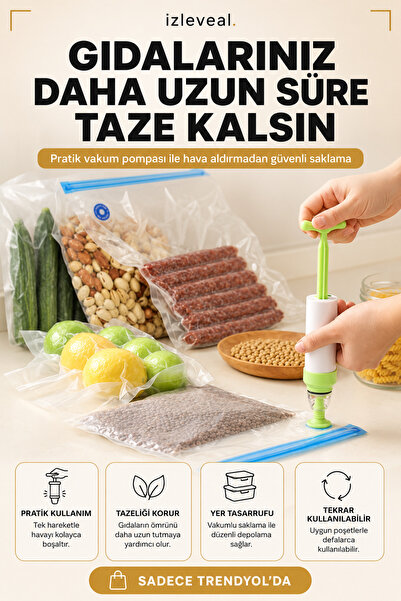 izleveal vakum gıda saklama poşet pompa seti
