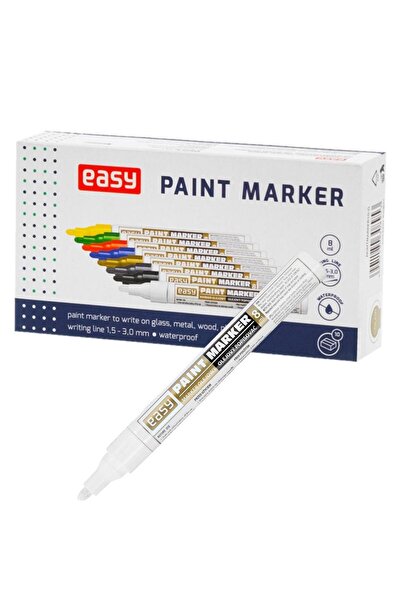 Easy Stationery Marker permanent alb 8,5 ml (10 buc.) varf 1,5–3 mm